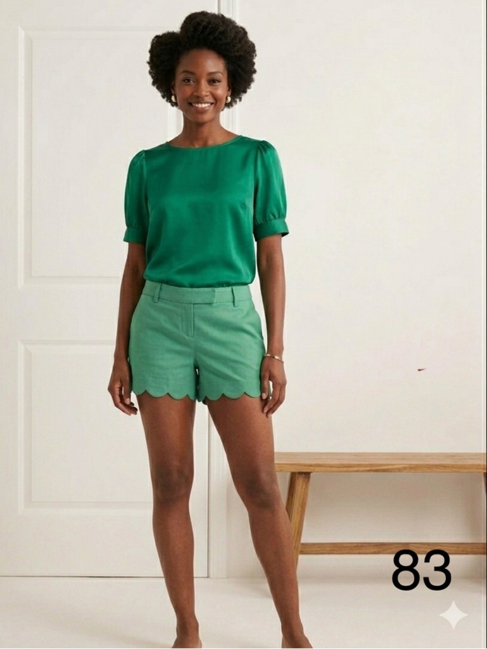 J. Crew Green Scallop-Hem Shorts